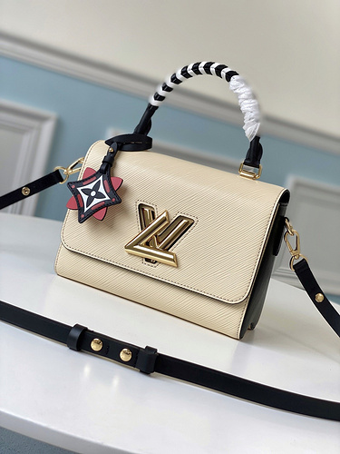 L  LV bag M56779 Milk White This TWIST Mid -Number Handbag from 2020 Summer Crafty Capsule Series-3d3328f2